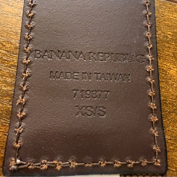 Banana Republic Y2K Boho Belt Brown Leather Buckle Womens Size XS Small Stretch - Picture 2 of 8